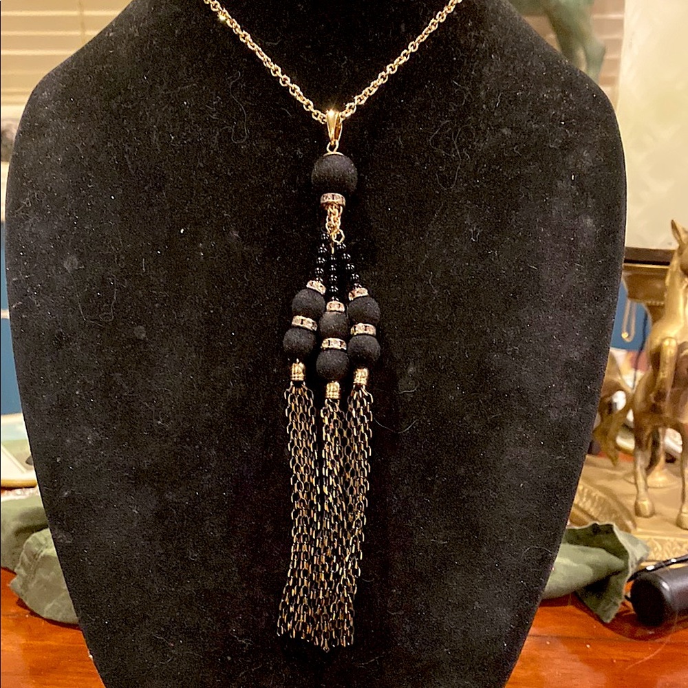 Carol Dauplaise Gold Tone Necklace with Tassels.